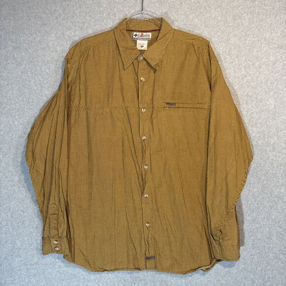Columbia Vertex Button Down Shirt Mens‎ XXL Long Sleeve Orange Check Casual Work - Picture 1 of 14